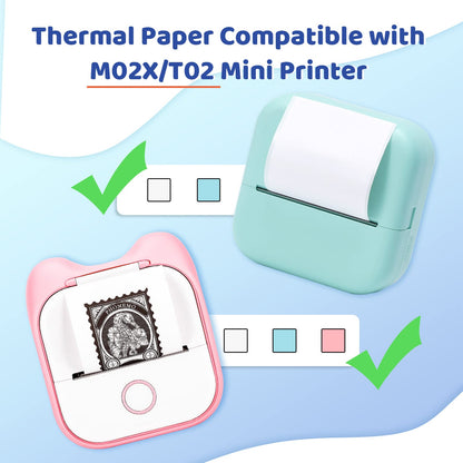 Phomemo White Paper- for M02X/T02 Printer 10 Years Black on White Non-Sticky Paper 53mm x6.5m, 3 Rolls