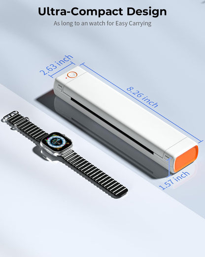 Phomemo Portable Printer M08F Bluetooth Thermal Printer Mobile Printer Wireless Travel Printer for Mobile Office, Support A4 Thermal Paper, Compatible with Android and iOS Phones