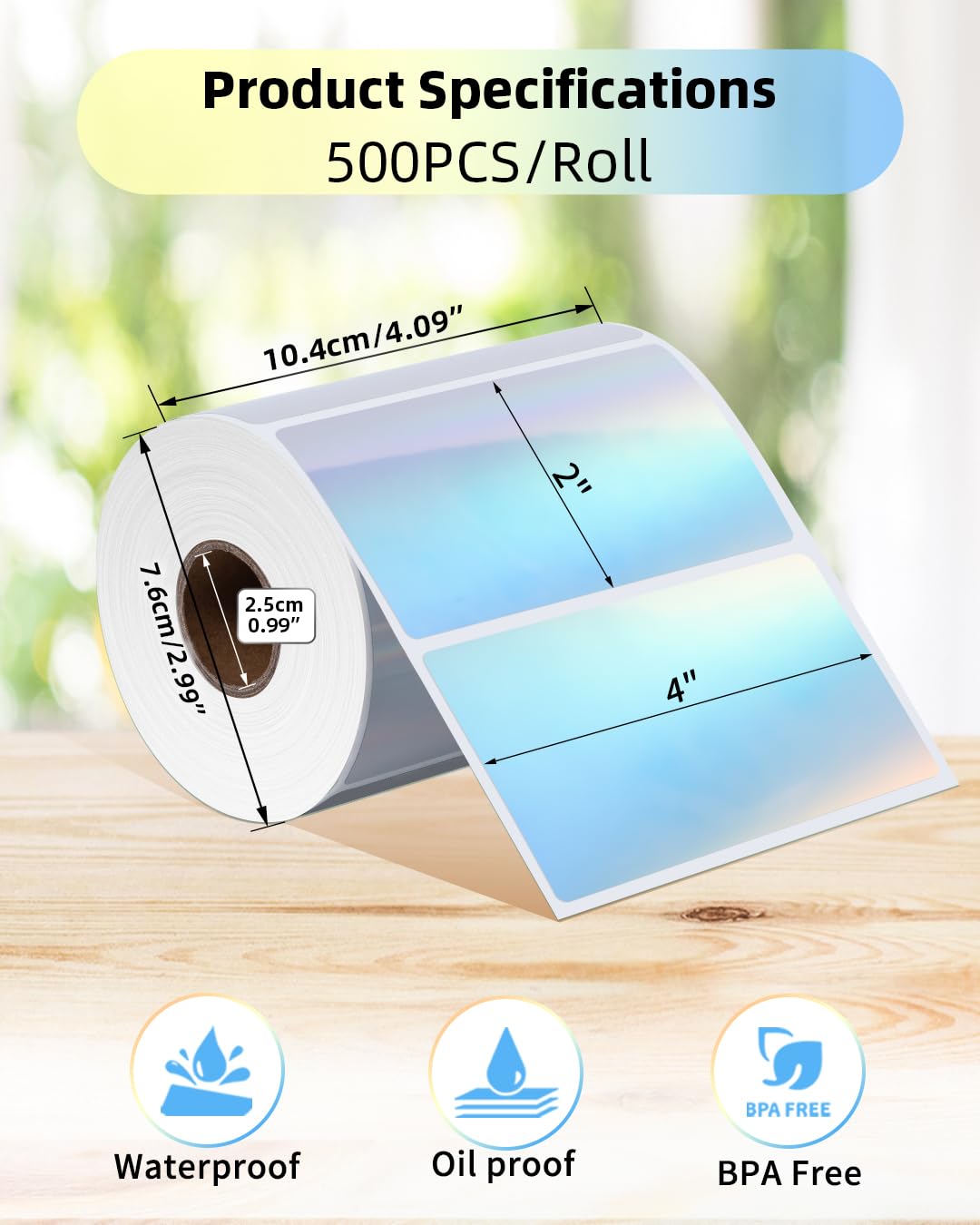 Phomemo 10 cm x 2 in? Holografik G¨¹m¨¹? Termal Etiket, Kendinden Yap??kanl? ??kartma, Te?ekk¨¹r Kart?, Logo, ?sim, Fiyat, Adres, QR Kodu, 500 ??kartma, G¨¹m¨¹? Lazer