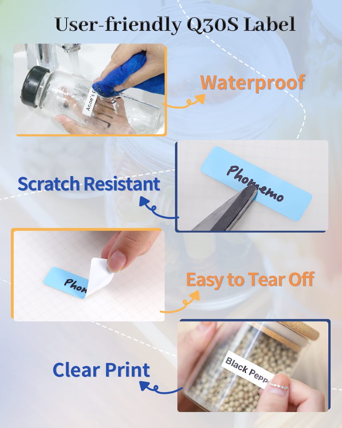 Phomemo Small Label Makers-Phomemo Q30S Mini Label Maker Machine Bluetooth Portable Label Printer Wireless, Handheld Labeler, Easy-to-use for Labelling,Compatible with iOS&Android, White