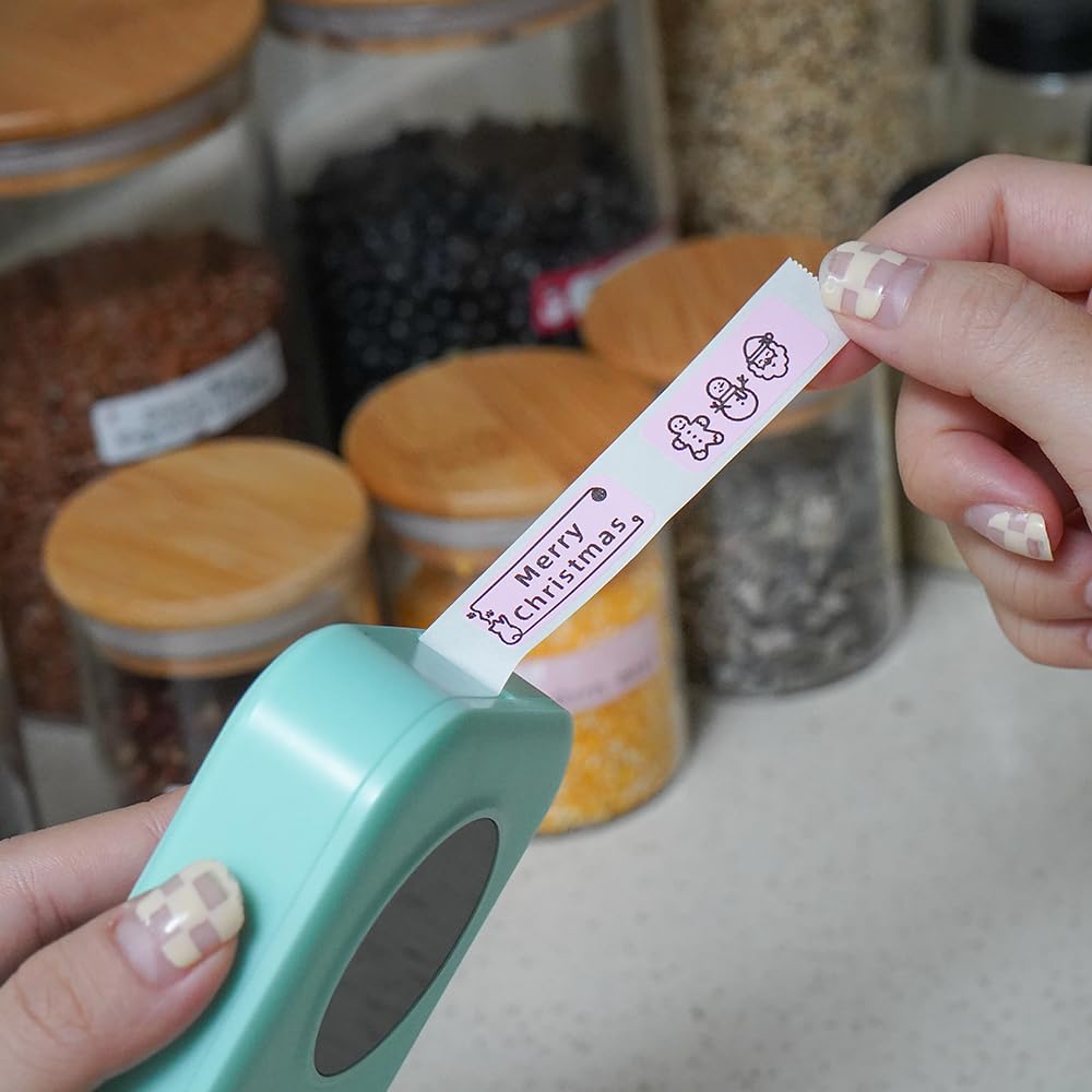 Label Machine - Mini Bluetooth Label Machine, D30 Sticker Machine, Thermal Label Printer, for iOS and Android, with 12x40mm White Label, Green