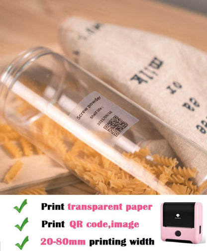 Phomemo 3 Rollen Transparentes etikett,Multifunktionales selbstklebendes transparentes Etikett, 40mm¡Á60mm, 130 Etiketten/Rolle,Kompatibel mit Phommeo M200 M110 M220 M120 M221 Etikettendrucker