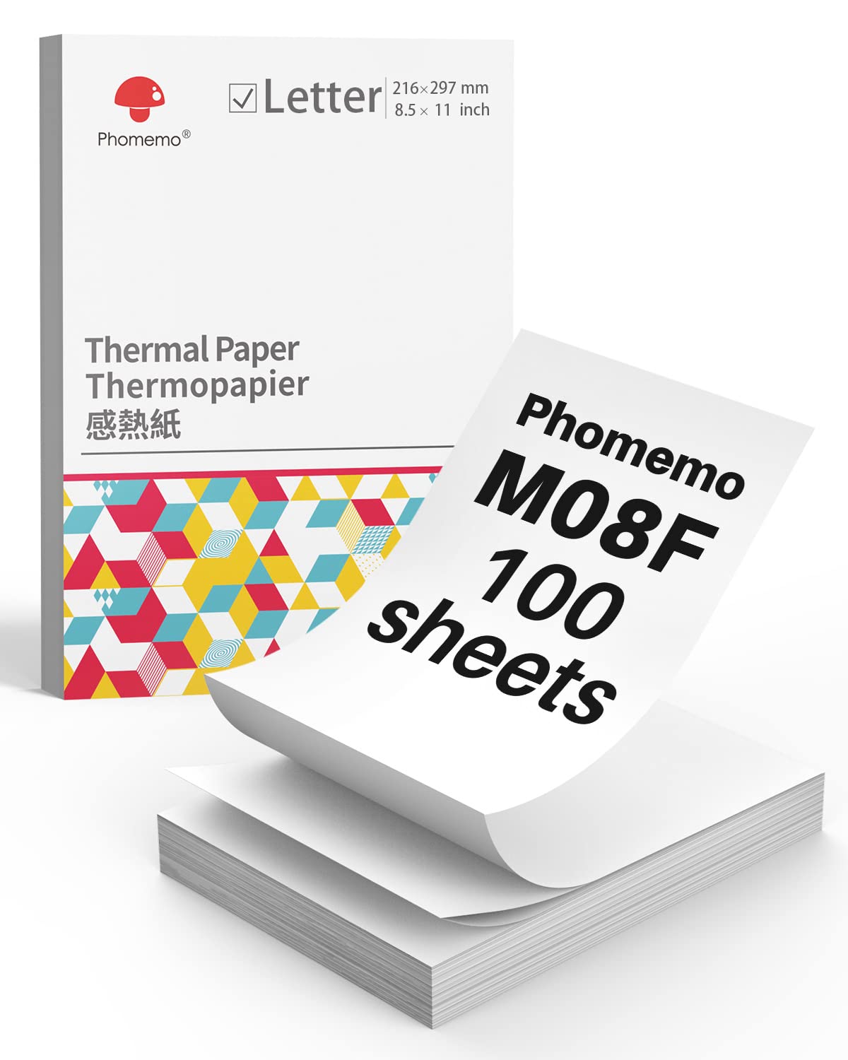 Phomemo US Letter Folding Thermal Paper,Continuous Phomemo M08F Thermal Paper,Compatible with COLORWING M08F, M832, M834, Compatible with HPRT MT800/MT800Q Printer, Size 8.5'' x 11'',100 Sheets