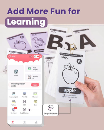 Phomemo M03 Mini Printer,3 Inches Portable Thermal Printer Bluetooth Sticker Printer 53/80mm Printing Width,Compatible with iOS&Android,Ideal, Images, Scrapbooking, Labels-Purple