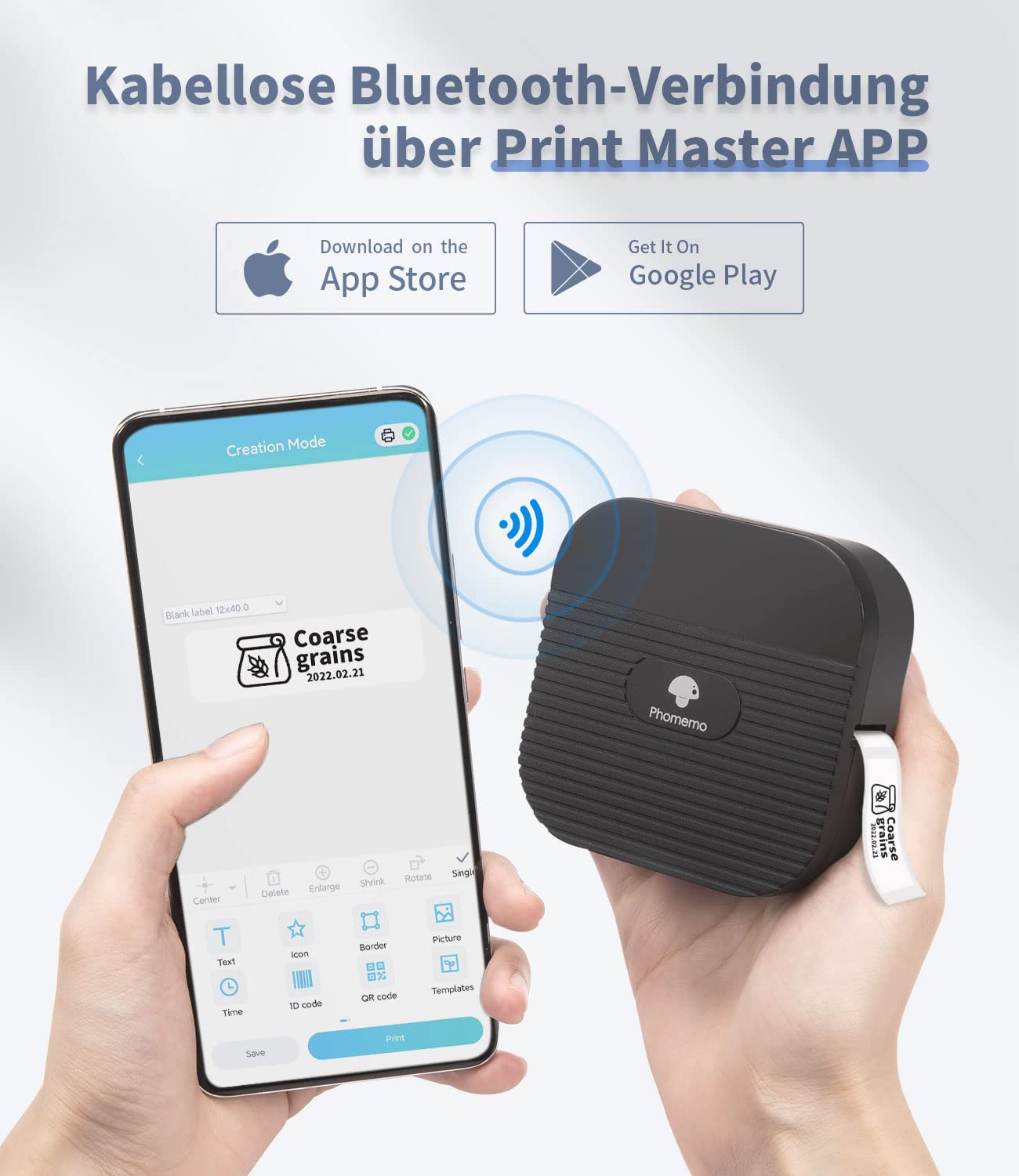 Phomemo Q31 Bluetooth Label Maker Gift Set Q31 Label Printer for Your Family and Friends Self Adhesive Labeling Device for Home and Office with 3 Label Rolls