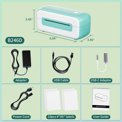Phomemo USB Thermal Shipping Label Printer, 4x6 Desktop Thermal Label Printer for Shipping Packages/Small Business/Office/Home, Widely Used for Amazon, Ebay, Shopify, Etsy, UPS, FedEx - Green