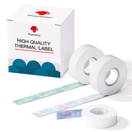 Phomemo D30 Adhesive Nebula/Galaxy Series Pattern Paper 1/2'' X 1 1/2'' (12mm X 40mm) 160 Labels/Roll, 3 Roll, for Christmas Home Office School Organization, Gift, Compatible with D30 Label Maker