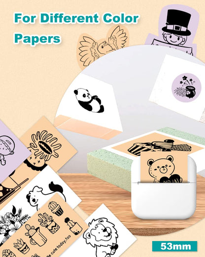 Phomemo Pocket Sticker Printer- M02X Mini Printer Bluetooth Thermal Portable Photo Printer, Inkess Printer for School, Work, Home Use, with 3 Rolls Paper, White