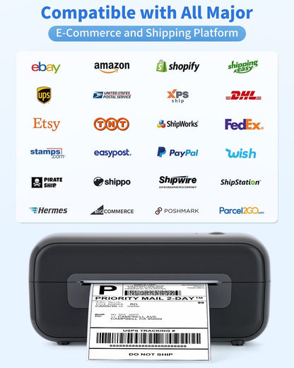 Phomemo PM246S Label Printer, DHL Thermal Printer for Mac/PC, Shipping Labels, Printers, Label Printers, Adhesive Label Printers for Amazon, Etsy, Shopify, Royal Mail, DHL, FedEx-Black