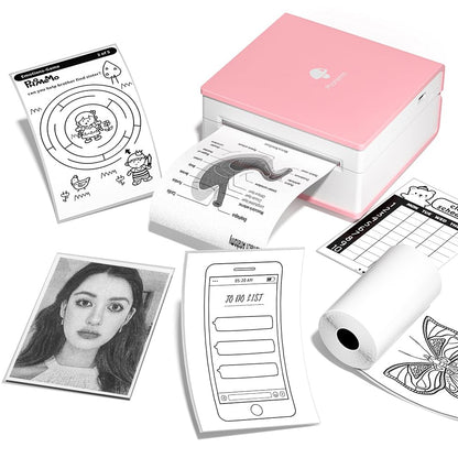 Drukarka termiczna Phomemo M02 Mini bezprzewodowa drukarka kieszonkowa Drukarka pokwitowa¨½ On-The-Go 203 DPI zgodna z Androidem iPhone iPad Journal Kids Gift Pink