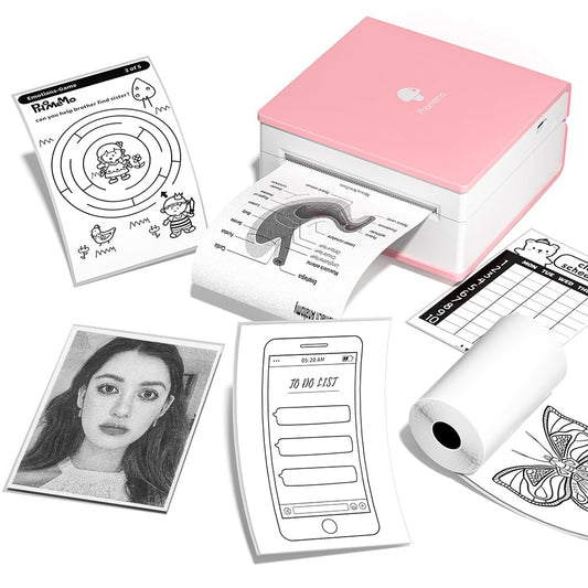 Drukarka termiczna Phomemo M02 Mini bezprzewodowa drukarka kieszonkowa Drukarka pokwitowa¨½ On-The-Go 203 DPI zgodna z Androidem iPhone iPad Journal Kids Gift Pink