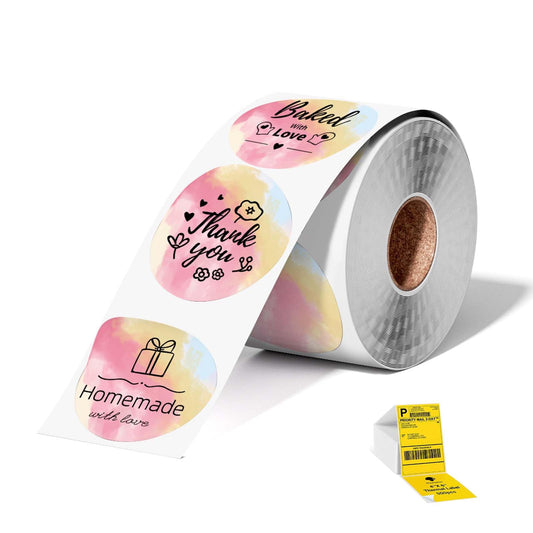 Phomemo Circle Labels- 3'' Thermal Round Gradient Color Label for Barcode Label, DIY Logo Design, Small Business, Compatible with Most of Shipping Label Printers, 500pcs/Roll