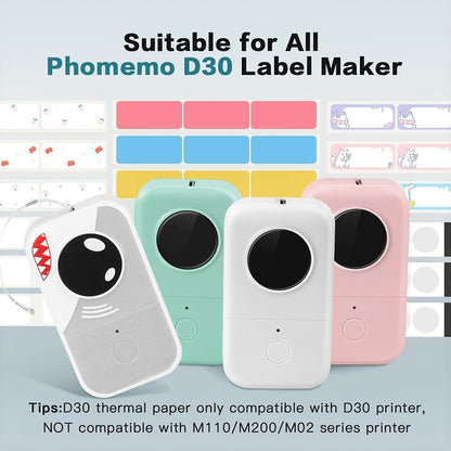 Phomemo D30 3 Roll Adhesive Mistery Pattern Label Paper 0.55'' X 1.96'' (14mm X 50mm) for Home Office School Organization, Gift, 130 Labels for Each Roll