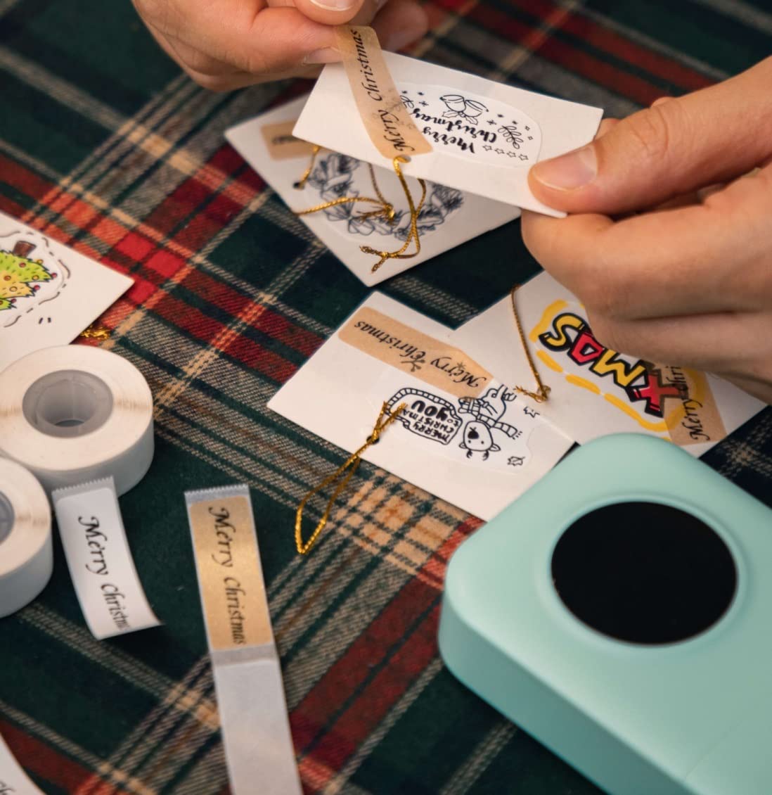 Phomemo 3 Roll D30 Adhesive New Year Decoration Pattern with Border Label Paper 1/2'' X 1 7/8'' 130 Labels/Roll, Black on White, for Gift, Halloween Christmas Decoration