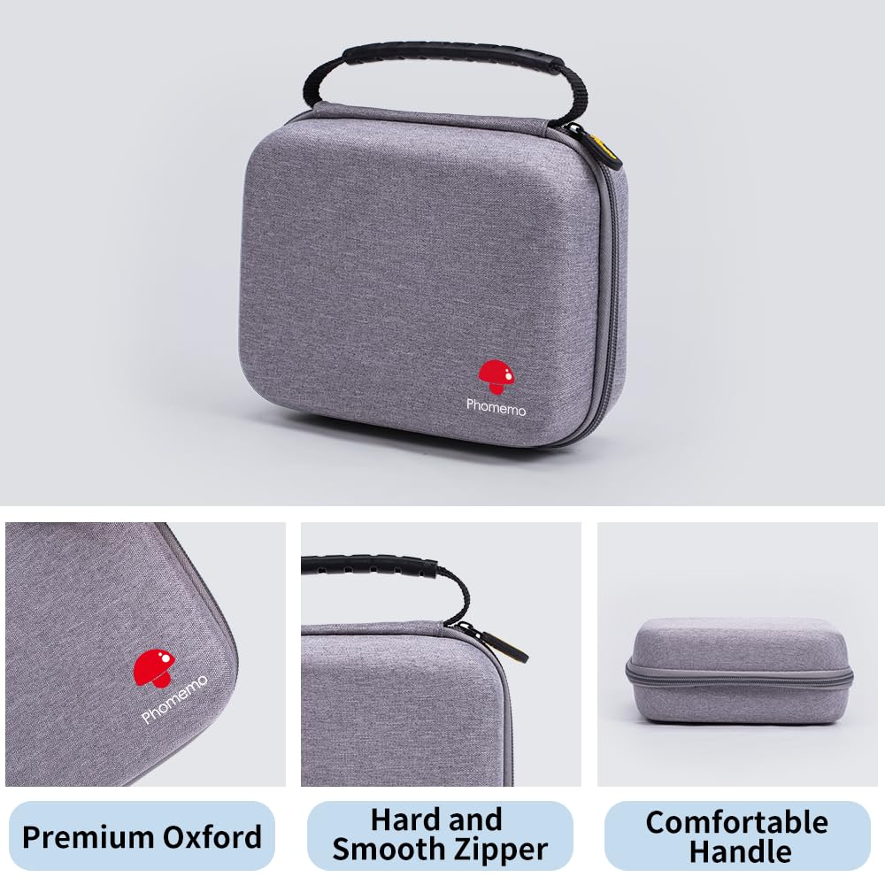 Phomemo Sac portable pour imprimante d'¨¦tiquettes M221/M220/M110/M120/M200, r¨¦sistant aux chocs, ¨¦tanche, support pour imprimante d'¨¦tiquettes avec ruban, avec poche en filet pour accessoires (noir)