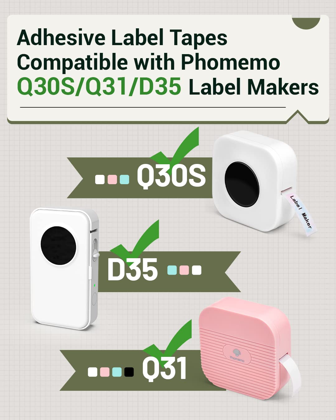 Phomemo Q30/Q31/D30 Continuous Label 1/2''*236 1/8'' (15mm*6m) White Adhesive Thermal Label, 3 Rolls, Wateproof, Oilproof, Strong Adhesion