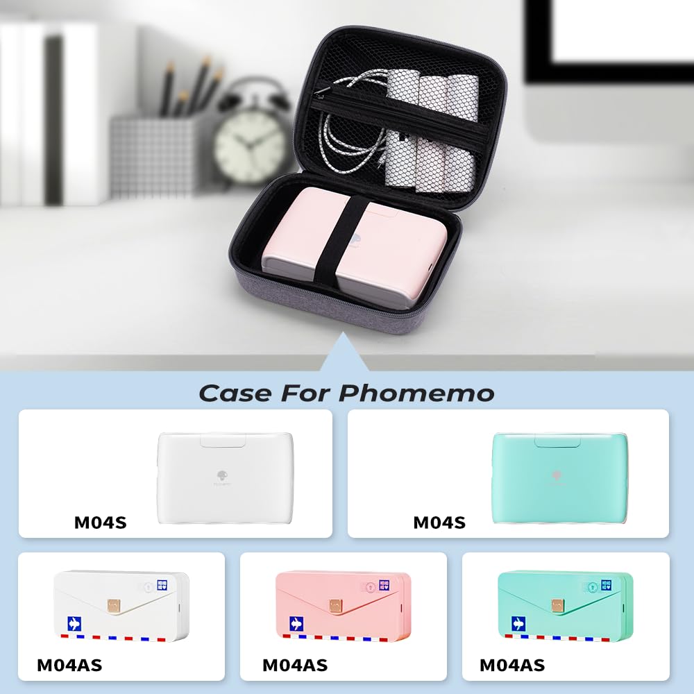 Phomemo Sac portable pour imprimante d'¨¦tiquettes M221/M220/M110/M120/M200, r¨¦sistant aux chocs, ¨¦tanche, support pour imprimante d'¨¦tiquettes avec ruban, avec poche en filet pour accessoires (noir)