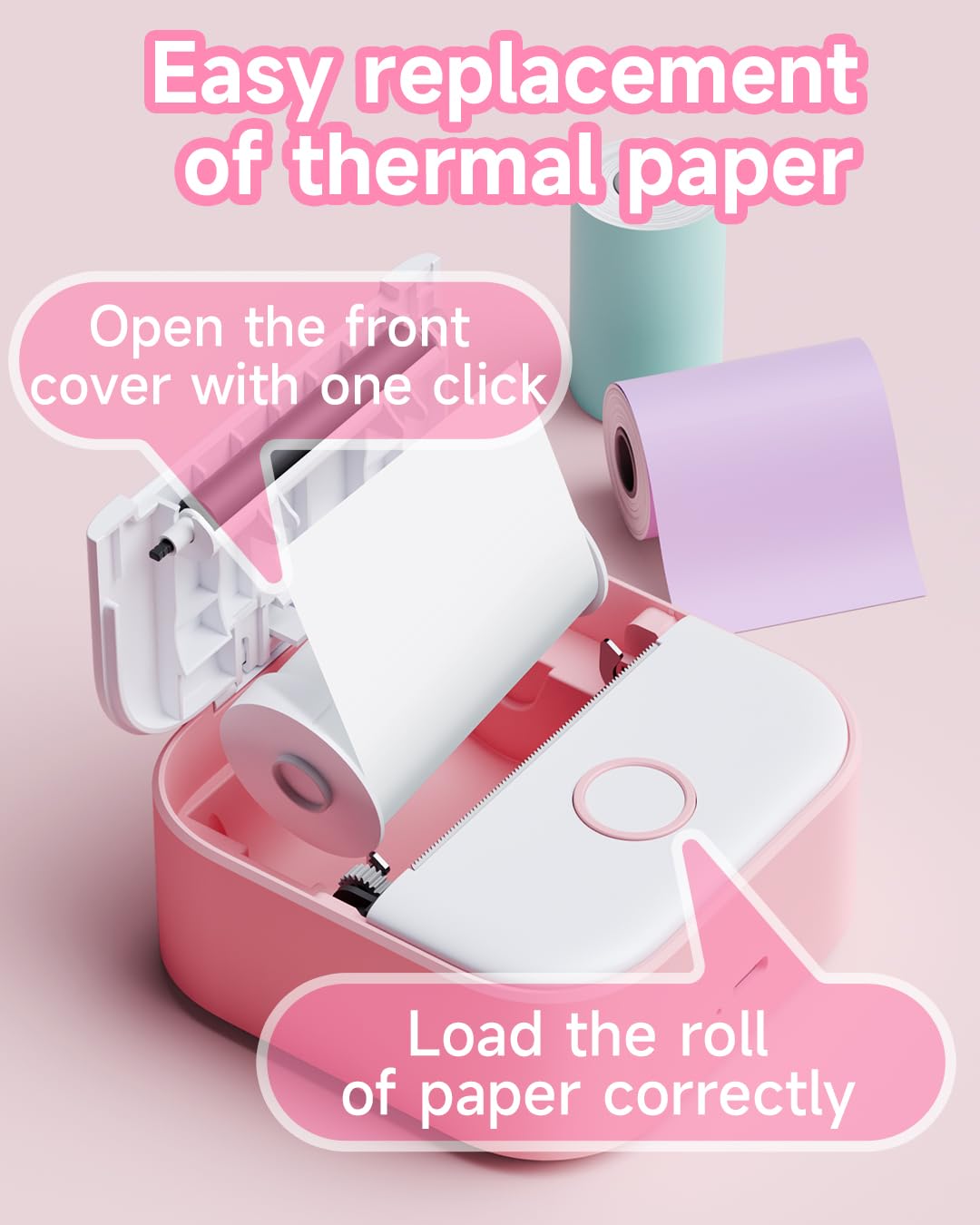 Phomemo Mini Sticker Printer - T02 Small Thermal Printer for Phone, Portable Wireless Printer for Children's Day Birthday, Compatible with iOS & Android, Pink