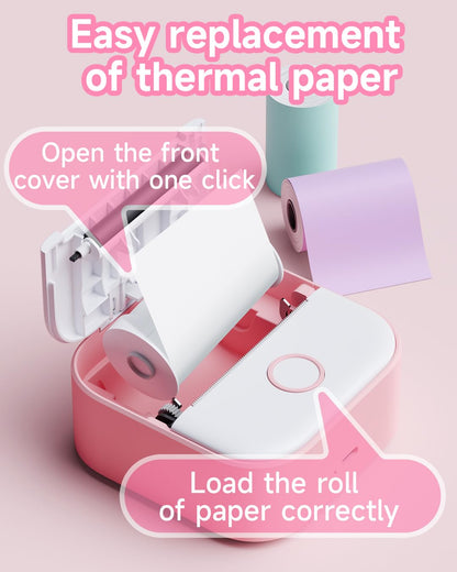 Phomemo Mini Sticker Printer - T02 Small Thermal Printer for Phone, Portable Wireless Printer for Children's Day Birthday, Compatible with iOS & Android, Pink