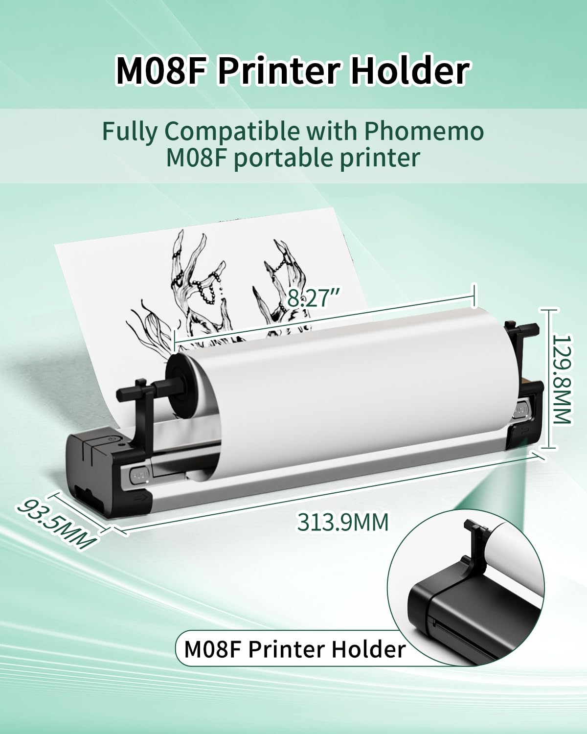 Phomemo Rotolo di carta termica M08F, formato A4, rotolo di carta per stampante termica compatibile con la stampante portatile M08F, da utilizzare con il supporto stampante M08F (solo rotolo di carta,