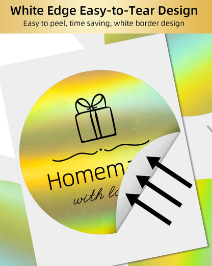 Phomemo 2 in? termal etiketler, holografik alt?n yuvarlak, kendinden yap??kanl? ??kartma, dairesel do?rudan termal ??kartma, te?ekk¨¹r ??kartmas?, logo, isim, fiyat, adres, QR kodu, 400 etiket