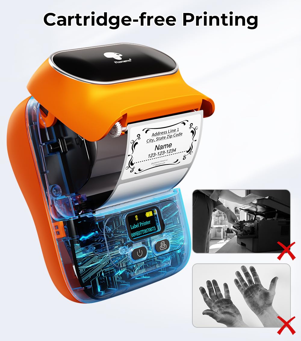 Label Maker, Label Maker Machine with Tape Phomemo M110, Bluetooth Label Printer with Multiple Icons Fonts, Mini Portable Thermal Sticker Printer Apply to Labeling, Office, Cable, Retail, Barcode