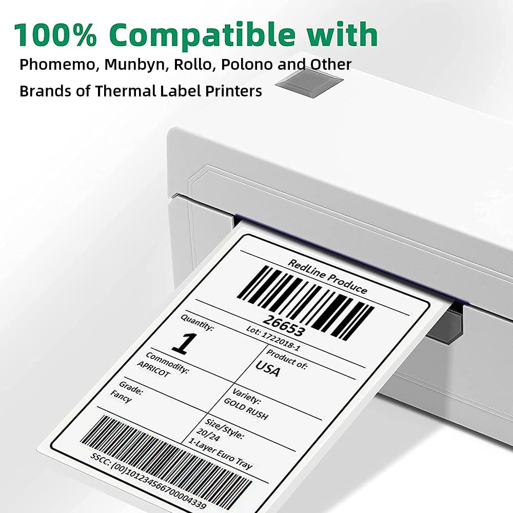 Kargo etiketleri 4x6 500 etiket/rulo, MUNBYN, Phomemo, Polono etiket yazıcıları ile uyumlu, BPA içermeyen kargo etiketleri DHL, UPS, DPD için kendinden yapışkanlı termal etiketler-100 x 150 mm