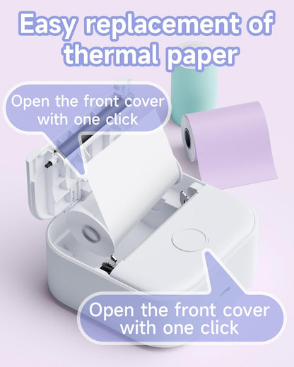Phomemo Sticker Printer - T02 Portable Bluetooth Thermal Printer Label Maker - Mini Inkeless Sticker Maker Printer - Pocket Printer for Study Notes, Stickers, Photos, DIY Printing, White