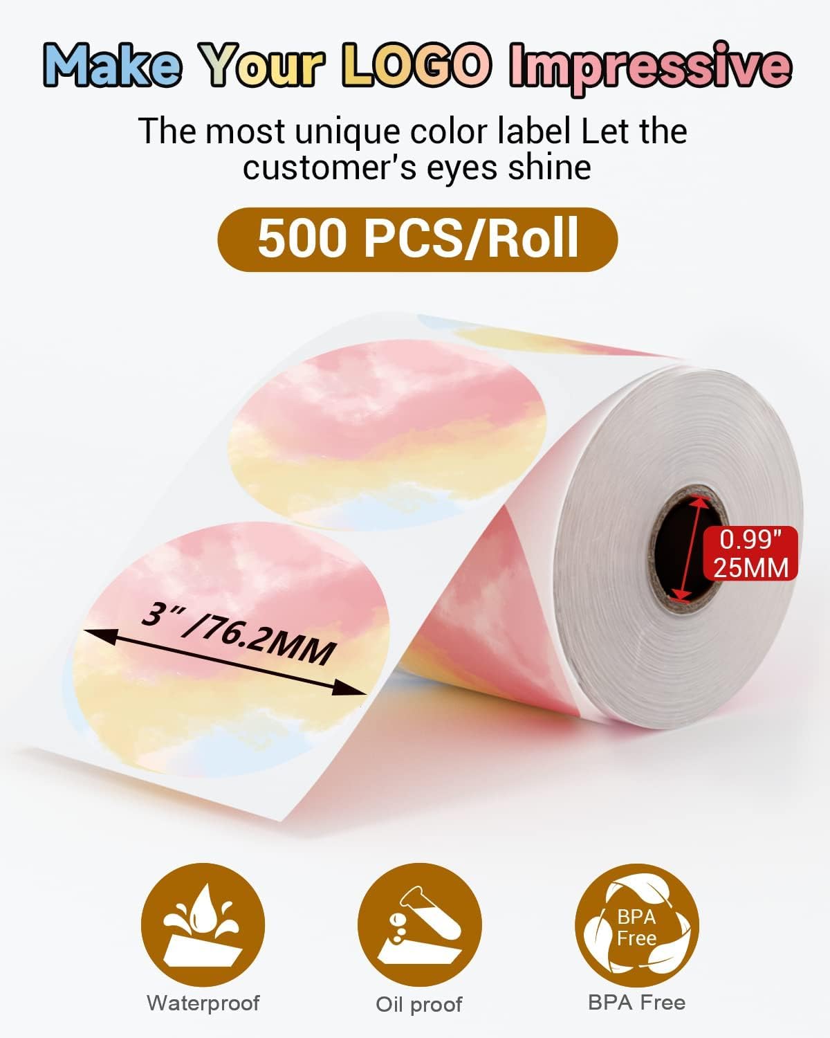 Phomemo 3'' ¨¦Tiquettes Thermiques En Couleur (500pcs) Pour Imprimante D'¨¦Tiquettes D'Exp¨¦Dition 4xl - ¨¦Tiquettes Autocollantes Pour Les Petites Entreprises, R¨¦Sistantes Aux Rayures Et ¨¤ L'Eau