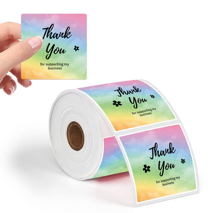 50 * 50mm Etichette con motivo a stella arcobaleno 500/rotolo Etichette arcobaleno quadrate Phomemo 500 fogli/rotolo, compatibili con stampanti di etichette MUNBYN, Phomemo, Polono, BPA free