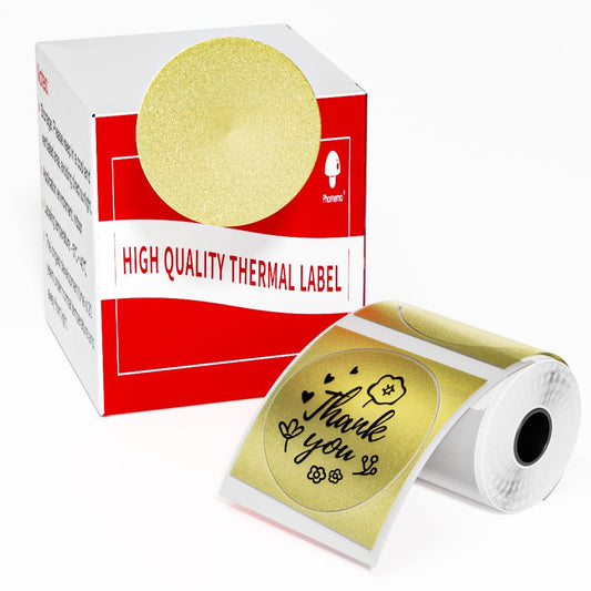 Phomemo Round Circle Label Thermal Labels for Price Name Address Logo Barcode M110 M120 M200 M220 M221 50x50mm Gold (1 Roll)