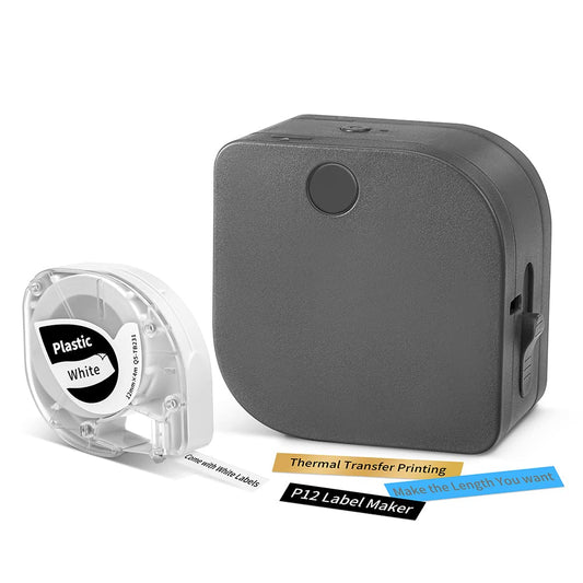 Phomemo P12 Etikettendrucker Bluetooth, Mini labelmaker Beschriftungsger?t selbstklebend, Thermo Etikettierger?t Kompatibel with iOS & Android, labeldrucker f¨¹r Zuhause und das B¨¹ro-Mattschwarz