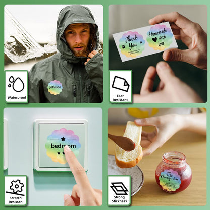 Phomemo - Étiquettes circulaires rondes ondulées - M110 M120 M200 M220 - Étiquettes thermiques pour prix, nom, adresse, logo, code-barres, 50 mm x 50 mm, dégradé multicolore - 1 rouleau