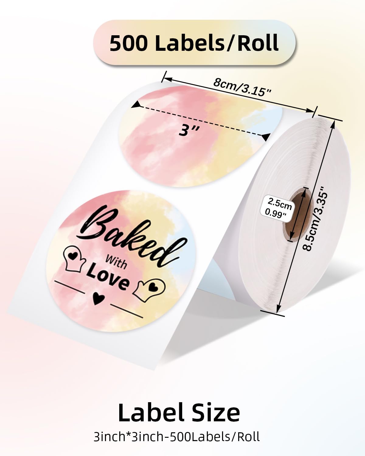 Phomemo 3'' Runde thermische Etiketten, selbstklebende Kreis Aufkleber Drucker Etikett, kreisf?rmige direkte thermische Drucker Etikett f¨¹r Dankeskarte, Logo Design, Adresse, QR Code, 500PCS