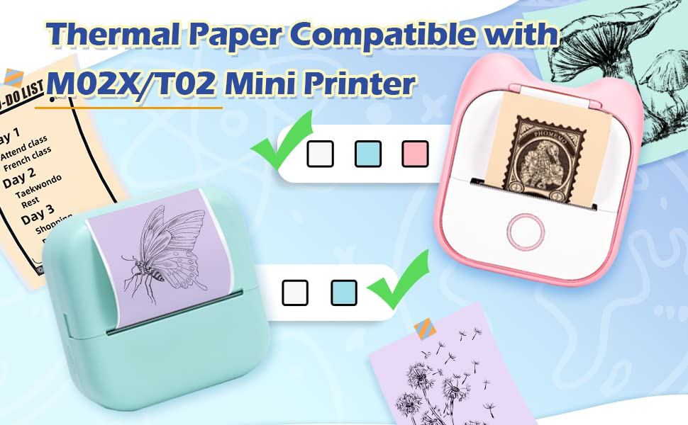 Phomemo T02/M02X/M02L Aufkleberpapier – 3 Rollen selbstklebendes Thermodruckerpapier, 53 mm x 3,5 m, 10 Jahre Konservierung, Schwarz auf Weiß für Phomemo T02/M02X/M02L Taschendrucker