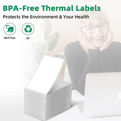 Étiquettes d'expédition 4x6 500 étiquettes/Roul, Compatibles avec les imprimantes d'étiquettes MUNBYN, Phomemo, Polono, Étiquettes d'expédition sans BPA Étiquettes thermiques autocollantes-10x15cm
