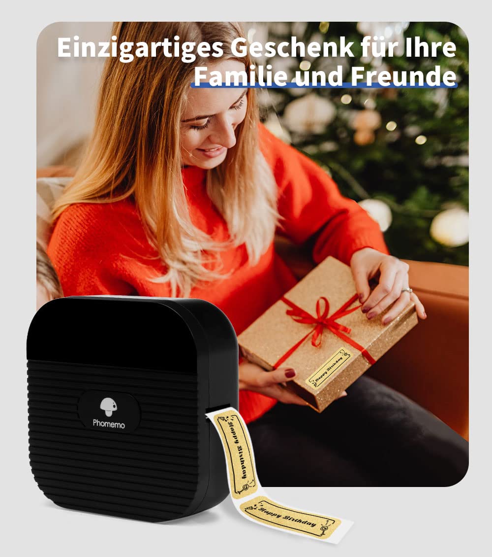 Phomemo Q31 Etikettendrucker, Mini Etikettiergerät Bluetooth, Beschriftungsgerät Selbstklebend 203 DPI für Zuhause, Büro,Thermischer Labeldrucker für iOS & Android, mit 1 Rollenetikett