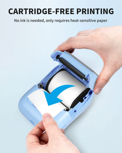 Label Maker Machine with Tape, Label Maker Phomemo M110, Bluetooth Label Printer for Small Business with Multiple Fonts Icons, Inkless Label Maker Small Printer for Office, with 1 Roll 40x30mm Label