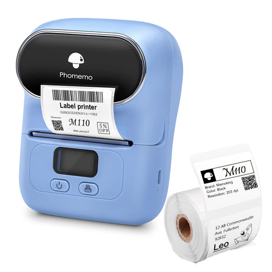 Label Maker - Phomemo-M110 Portable Bluetooth Thermal Mini Label Printer Machine, Sticker Maker, Barcode Printer, Apply to Labeling, Office, Cable, Retail, Compatible with Android & iOS System¡­