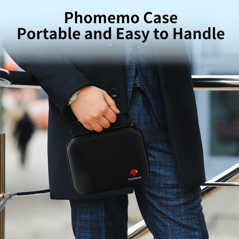 Phomemo Sac d'imprimante, sac portable pour imprimante d'¨¦tiquettes M221/M220/M110/M120/M200/M04S/M04AS r¨¦sistant aux chocs, ¨¦tanche, sac de support pour imprimante d'¨¦tiquettes avec ruban, avec poche
