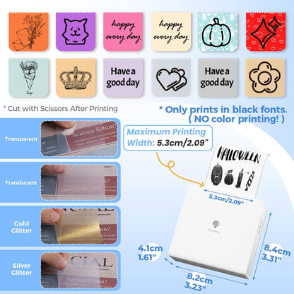 M02 - Kit de Impresora port¨¢til con 3 Rollos de Papel incluidos, Impresora t¨¦rmica de Bolsillo Bluetooth, Impresora fotogr¨¢fica instant¨¢nea Compatible con Android, iPhone y iPad,Blanco