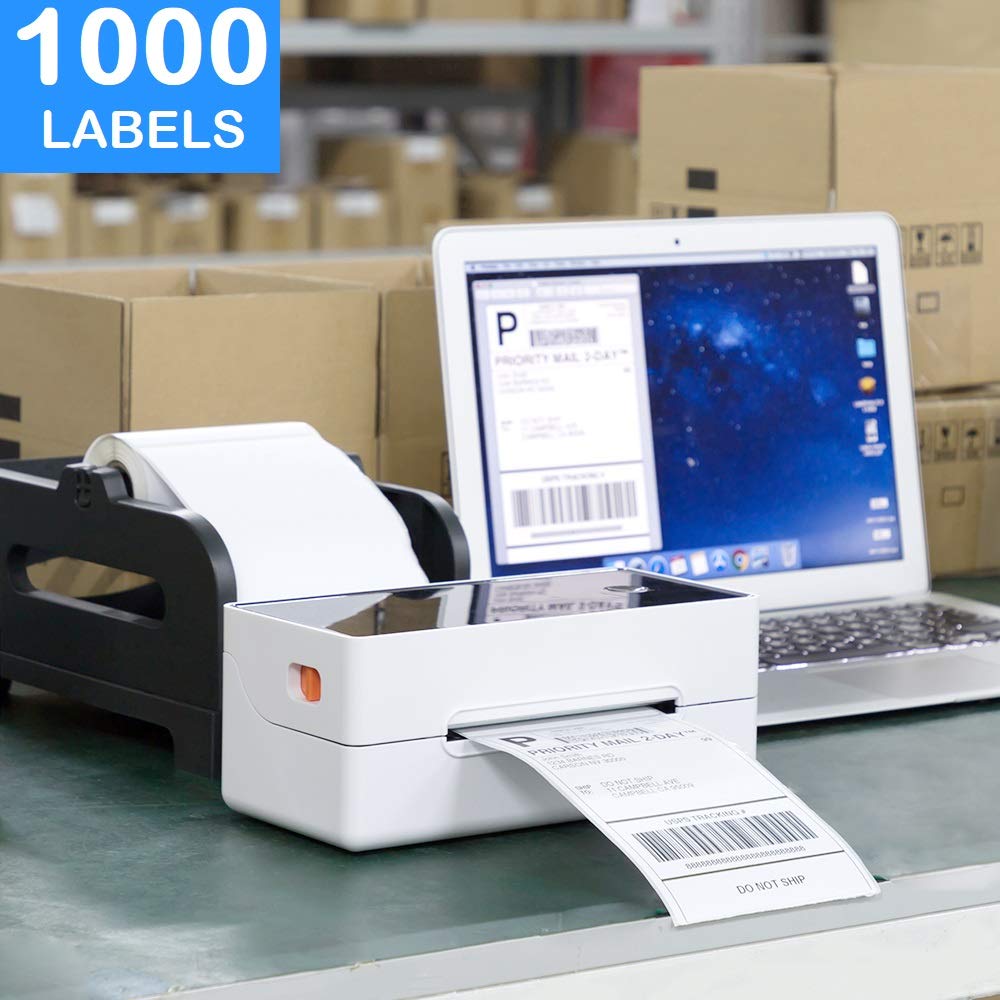 Phomemo 4''x6'' Direct Thermal Shipping Label, Pack of 1000 4x6 Thermal Labels - for Shipping Labels,Mailing,Address, Product Logo, Barcode Labels,Strong Adhesive (White)-Roll Version