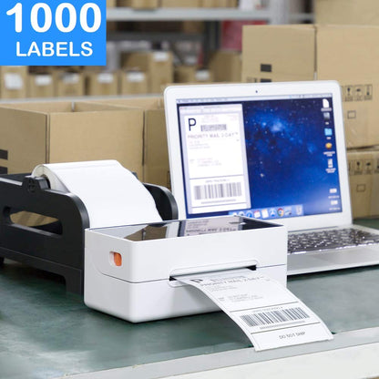 Phomemo 4''x6'' Direct Thermal Shipping Label, Pack of 1000 4x6 Thermal Labels - for Shipping Labels,Mailing,Address, Product Logo, Barcode Labels,Strong Adhesive (White)-Roll Version