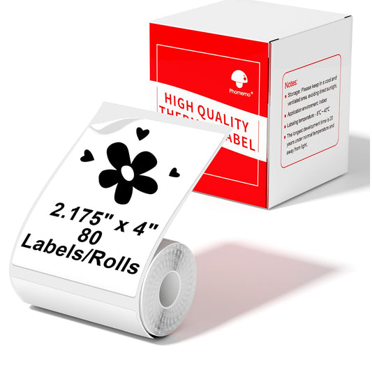 Phomemo Thermo-Etiketten Druckerpapier, Selbstklebende Gro?e Versandetiketten/Namensschilder | 54mmx101mm (2'' x 4'') | 80 Etiketten/Rolle Kompatibel mit Phomemo M220/M200/M221 Etikettendrucker