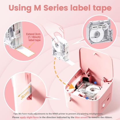 Label Maker Tape- Phomemo M950/M960 Ribbon Labels, 12mm 0.47 Inch, Gold on Navy Blue/White, for PT-M95 PT-90 PT-70 PT-65 PT-85,M950/M960 Label Maker-(2 Pack) for Christmas, New Year Decoration