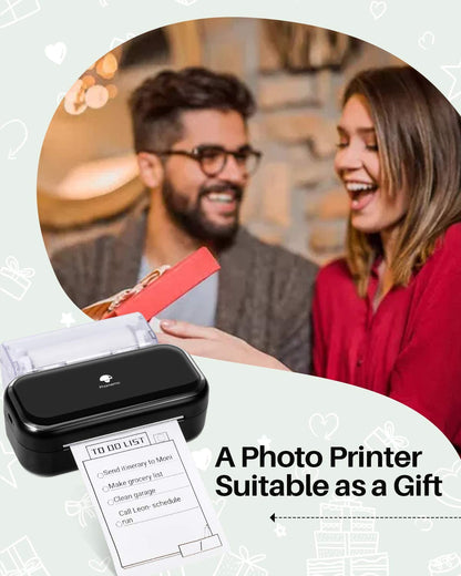 Phomemo M03 Mini Printer,3 inches Portable Thermal Printer Bluetooth Sticker Printer 53/80mm Printing Width,Compatible with iOS & Android,Ideal, Study Notes,Images,Scrapbooking-Black