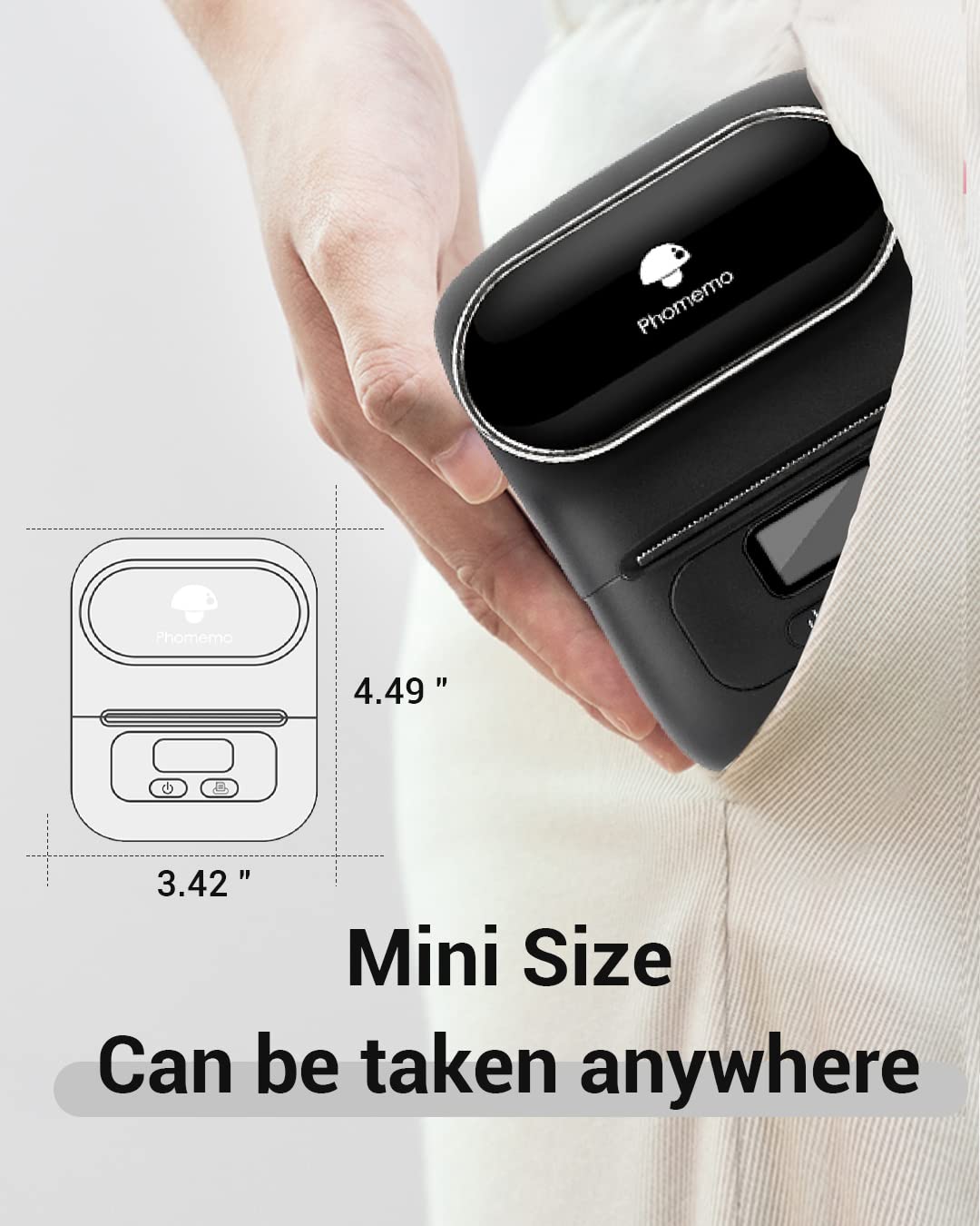 Label Maker - Phomemo M110 Portable Bluetooth Thermal Mini Label Maker Machine, Sticker Maker, Barcode Printer for Clothing, Jewelry, Retail, Mailing, Compatible with Android & iOS System
