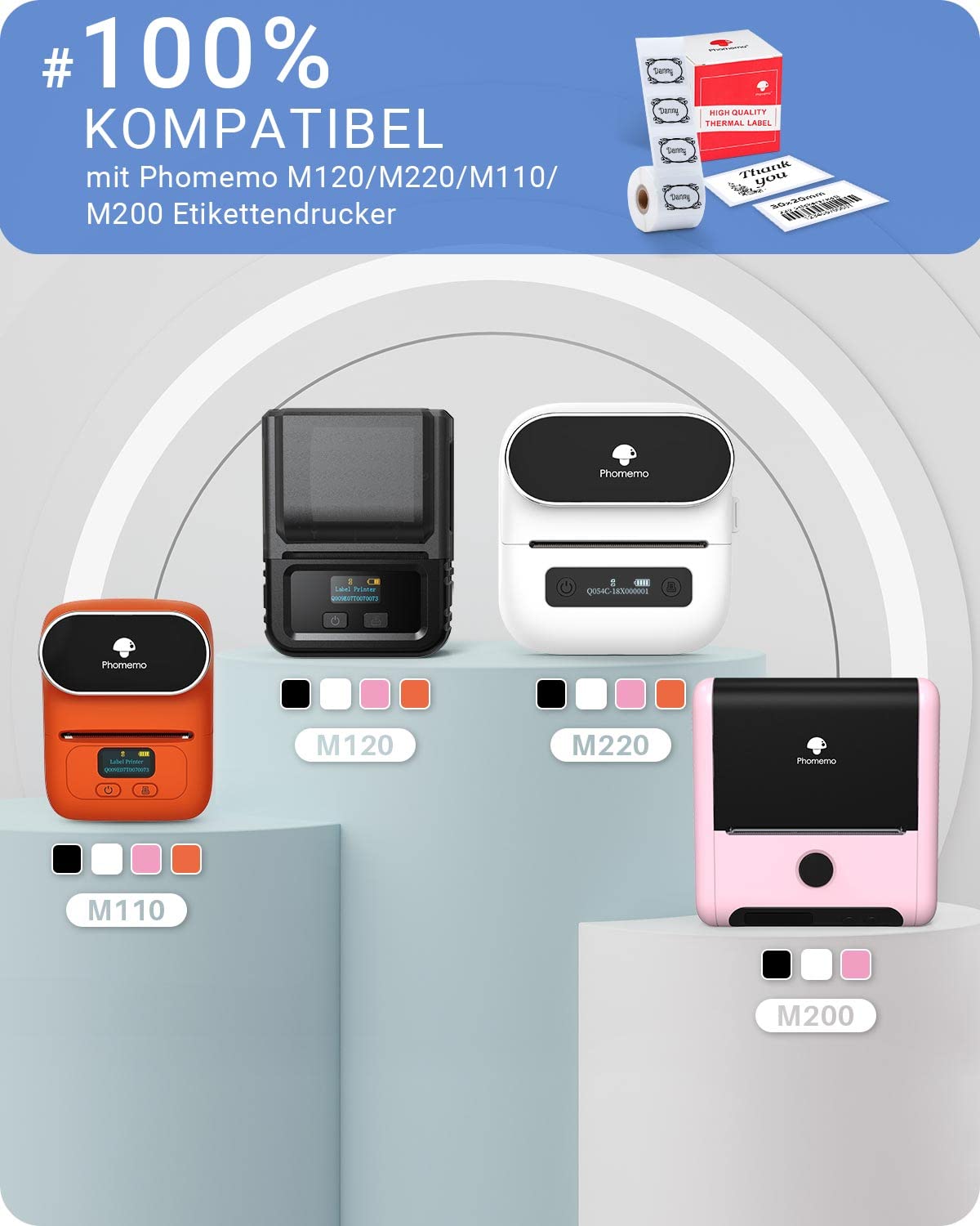 Phomemo Thermoetikett, selbstklebendes Etikett, kompatibel mit Phommeo M120/M110/M200/M220 Etikettendrucker, geeignet für Büro, Haushalt, Schule, Name.30x20 mm,320 Etiketten/Rolle