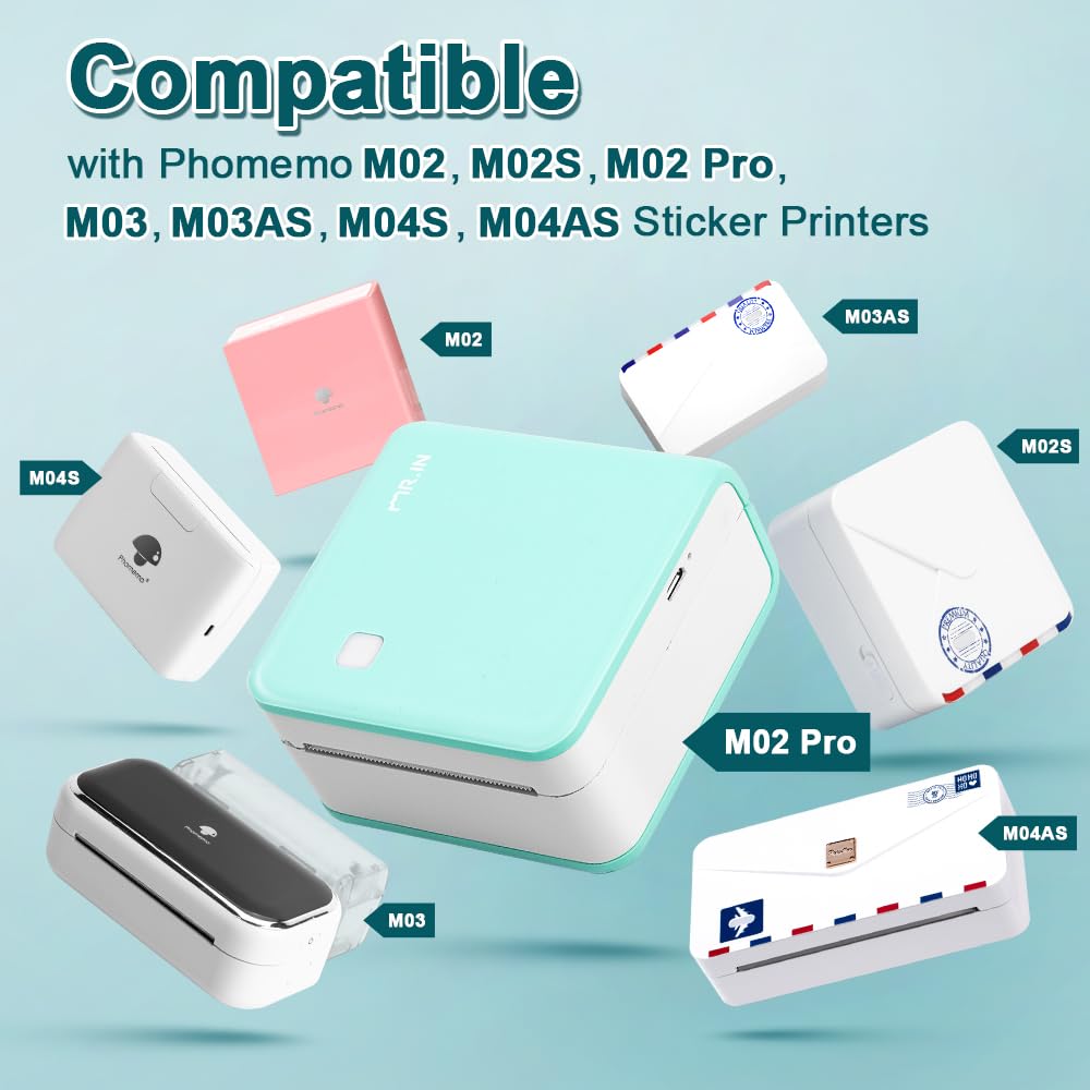 Phomemo Transparent Printer Paper (Width:53mm) Adhesive Sticker Printer Rolls for Phomemo M02 M02S M02-Pro M03 Sticker Manufacturer, 3-in-1 Set