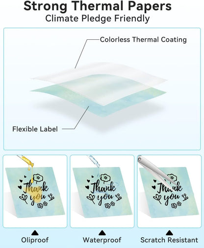 Phomemo Thermal Sticker Rectangular Label for M110/M221/M120/M200/M220, 1.97'' x 1.97''£¨50x50 mm£©Thermal Gradient Color Label for Barcode/Logo/Gift Labels/Thank You Label/Small Business/Homeuse, Green